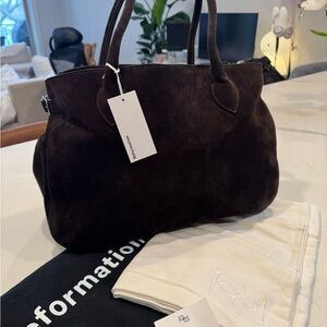 Reformation Patrizia Oversize Dark Brown Suede Tote